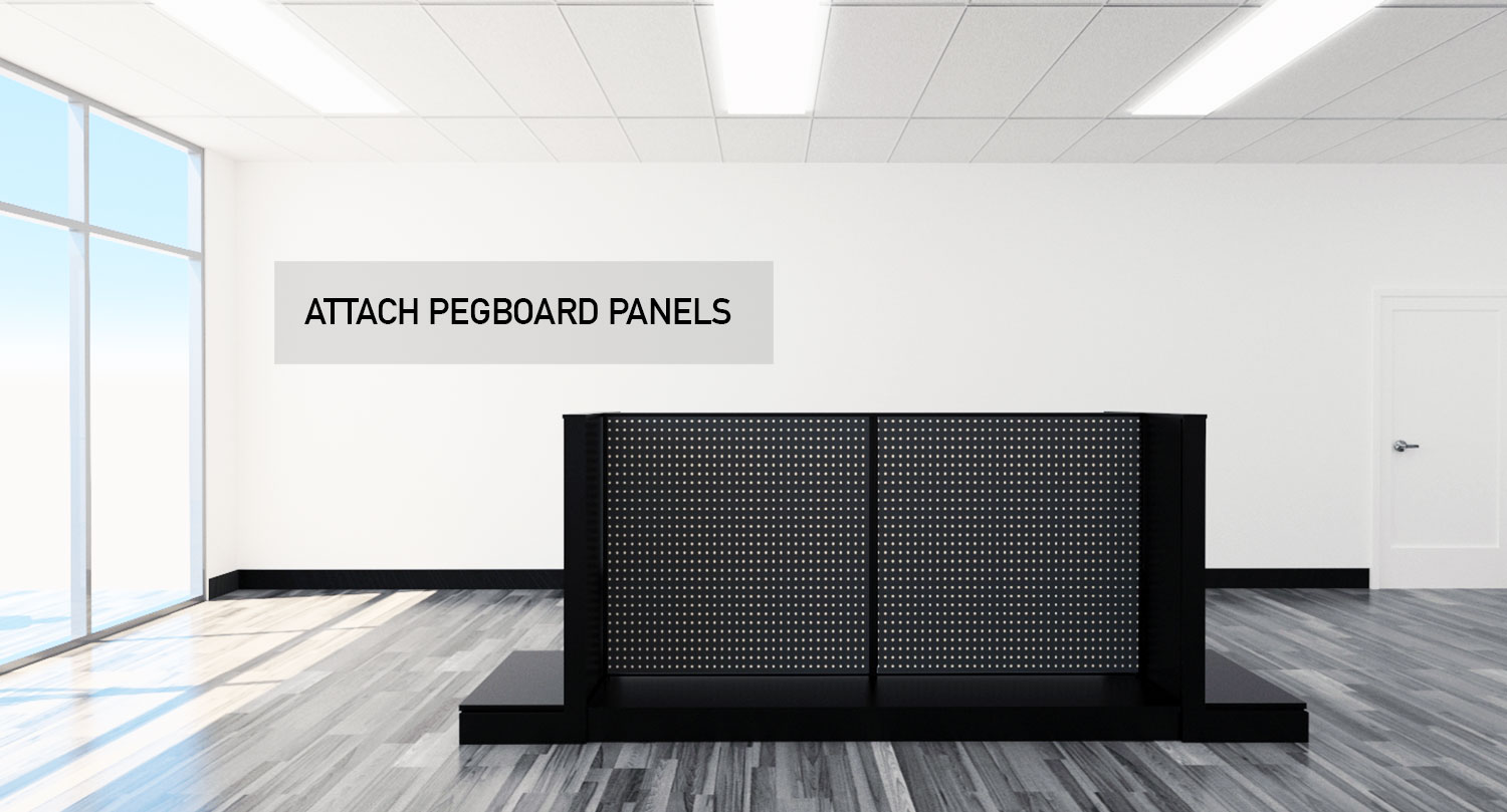 Retail Store Gondola Floor and Wall Modular Product Displays Pegboard Panels