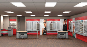 Optical Store Modular Counters With Wall Eyewear Display